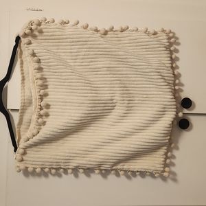 20x20 decorative pillow cover with pom poms